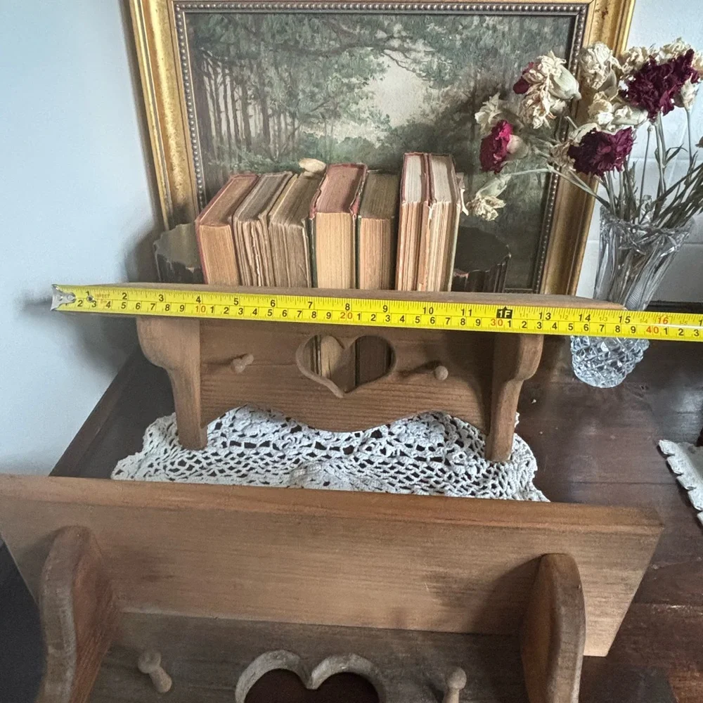 Rustic Heart Cutout Wooden Wall Shelf - Natural Wood